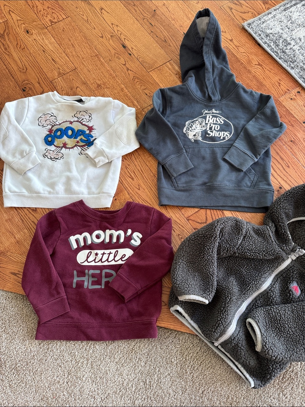 Bundle of 4 Boy sweaters sweatshirts hoodie size 18/24M/2T